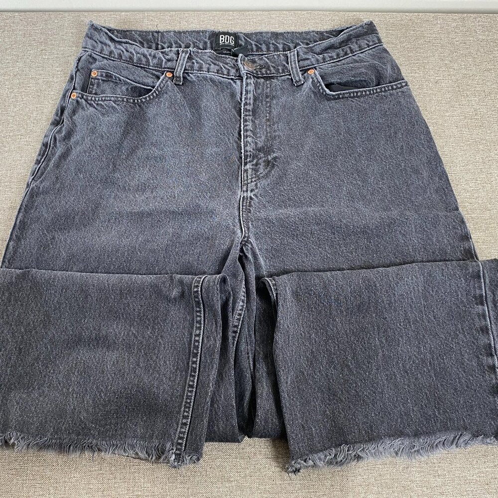 Urban Outfitters BDG Jack Wide Leg Jeans Men's 34 High Rise Gray Frayed Hem - Picture 3 of 14